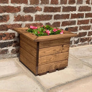 Square Garden Trough Planters by Woven Wood 40cm Redwood Cube
